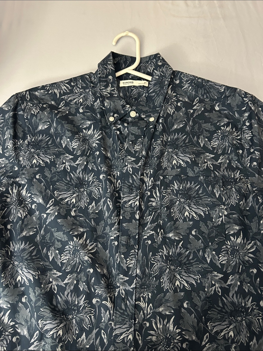 Sonoma Dark Navy Floral Button-Down Shirt
